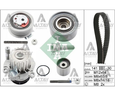 TRİGER SETİ + DEVİRDAİM PASSAT / GOLF5 / JETTA / A3 / A4 / A6 07-11 BKP-BKD-BMN-BMR-BUZ-BRE 2.0 TDİ (03G109244A) (GENİŞ DELİK 12 MM)