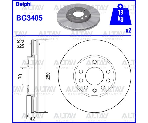 FREN DİSKİ ASTRA H 04-10 / ASTRA G 98-07 / ZAFIRA A 98-05 / MERIVA A 03-10 / ÖN HAVALI 280-5 (SET)