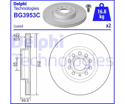 FREN DİSKİ CADDY / PASSAT / JETTA / GOLF / OCTAVIA 04= / ÖN 312mm (SET)